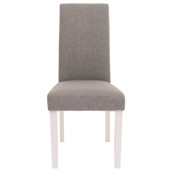 2er-Set Esszimmerstuhl HWC-N66, Stuhl Kchenstuhl Lehnstuhl Massivholz Stoff/Textil grau, weie Beine