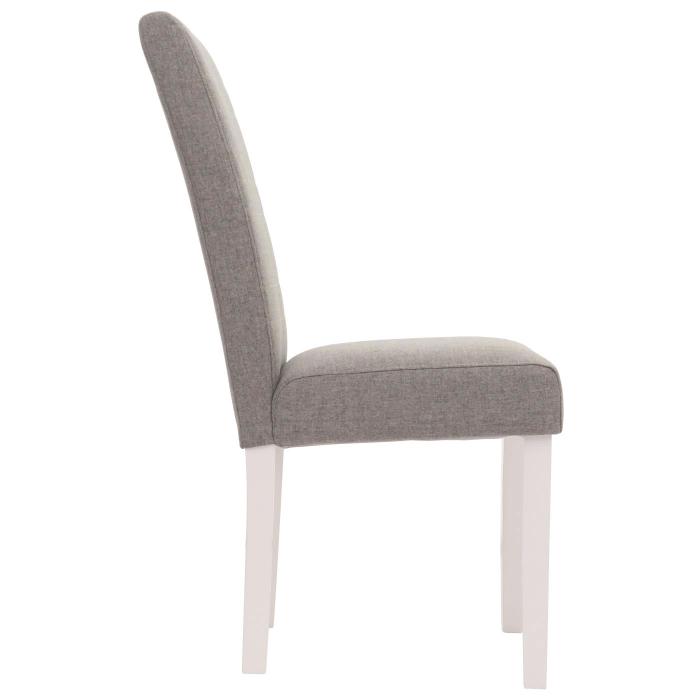 2er-Set Esszimmerstuhl HWC-N66, Stuhl Kchenstuhl Lehnstuhl Massivholz Stoff/Textil grau, weie Beine