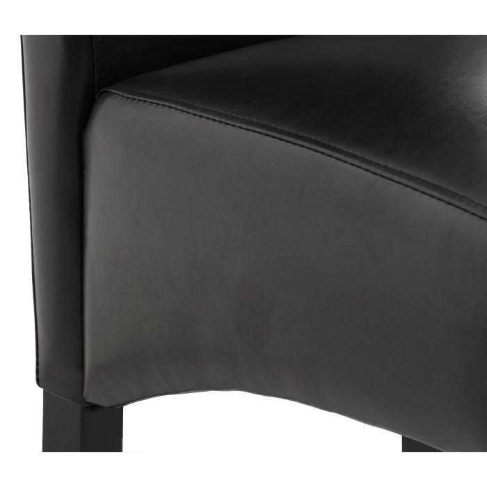 2er-Set Esszimmerstuhl HWC-N67, Stuhl Kchenstuhl Lehnstuhl Massivholz Kunstleder ~ schwarz-braun, schwarze Beine