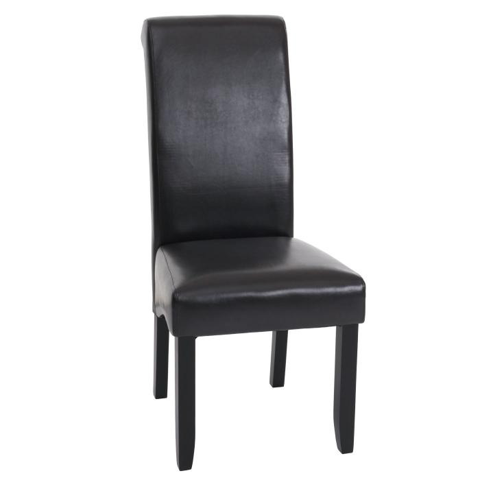 2er-Set Esszimmerstuhl HWC-N67, Stuhl Kchenstuhl Lehnstuhl Massivholz Kunstleder ~ schwarz-braun, schwarze Beine