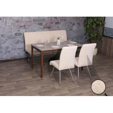 Esszimmer-Set HWC-G55, 2er-Set Stuhl + Sitzbank 160cm, Edelstahl gebrstet Stoff/Textil Chenille ~ creme