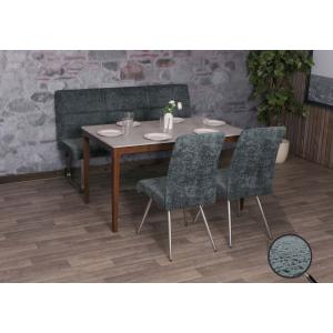 Esszimmer-Set HWC-G55, 2er-Set Stuhl + Sitzbank 160cm, Edelstahl gebrstet Stoff/Textil Chenille ~ blau-grn