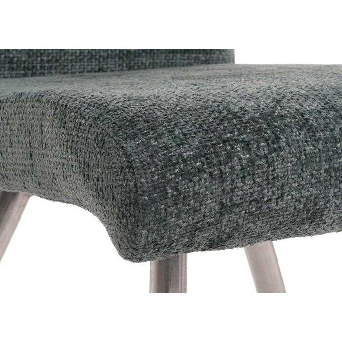 2er-Set Esszimmerstuhl HWC-G55, Kchenstuhl Lehnstuhl, Edelstahl gebrstet Stoff/Textil Chenille ko-Tex ~ blau-grn