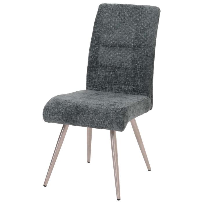 2er-Set Esszimmerstuhl HWC-G55, Kchenstuhl Lehnstuhl, Edelstahl gebrstet Stoff/Textil Chenille ko-Tex ~ blau-grn