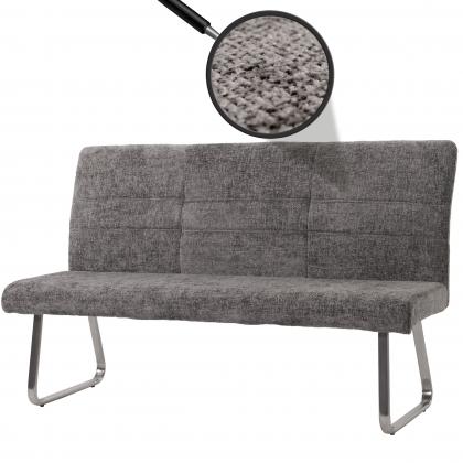 Sitzbank HWC-G55, Esszimmerbank Bank, Edelstahl gebrstet Stoff/Textil Chenille ko-Tex, 160cm ~ dunkelgrau