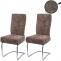 2er-Set Esszimmerstuhl HWC-G56, Kchenstuhl Freischwinger Stuhl Lehnstuhl, Metall Stoff/Textil Chenille ~ braun