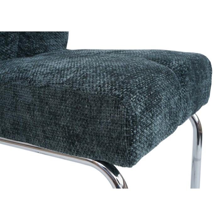 2er-Set Esszimmerstuhl HWC-G56, Kchenstuhl Freischwinger Stuhl Lehnstuhl, Metall Stoff/Textil Chenille ~ blau-grn
