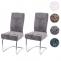 2er-Set Esszimmerstuhl HWC-G56, Kchenstuhl Freischwinger Stuhl Lehnstuhl, Metall Stoff/Textil Chenille ~ dunkelgrau
