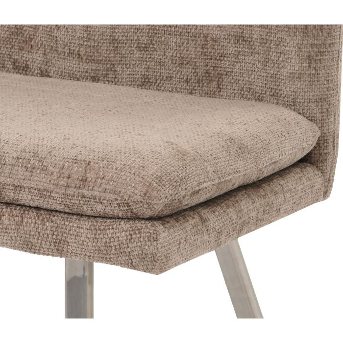 Sitzbank HWC-H70, Esszimmerbank Bank Polsterbank, Lehne Stoff/Textil Chenille Edelstahl gebrstet 180cm ~ braun