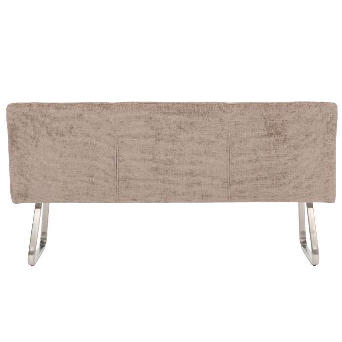 Sitzbank HWC-H70, Esszimmerbank Bank Polsterbank, Lehne Stoff/Textil Chenille Edelstahl gebrstet 180cm ~ braun