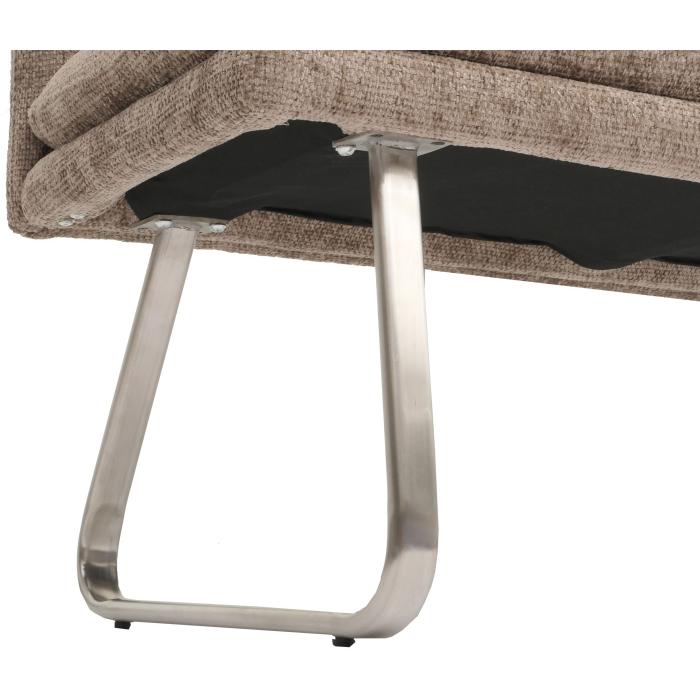 Sitzbank HWC-H70, Esszimmerbank Bank Polsterbank, Lehne Stoff/Textil Chenille Edelstahl gebrstet 180cm ~ braun