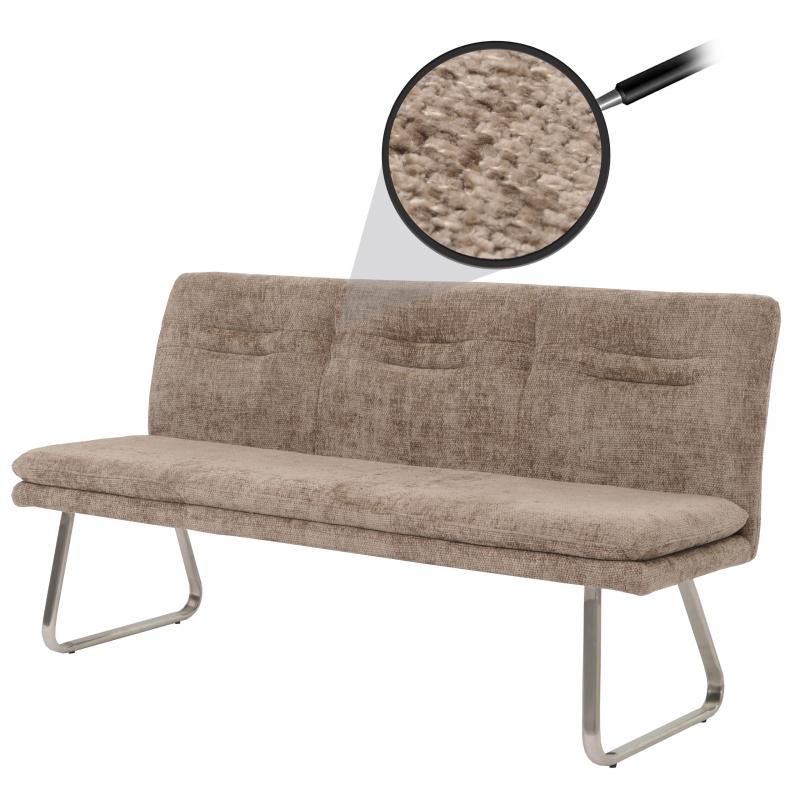 Sitzbank HWC-H70, Esszimmerbank Bank Polsterbank, Lehne Stoff/Textil Chenille Edelstahl gebrstet 180cm ~ braun