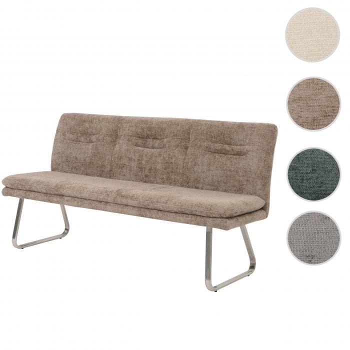 Sitzbank HWC-H70, Esszimmerbank Bank Polsterbank, Lehne Stoff/Textil Chenille Edelstahl gebrstet 180cm ~ braun