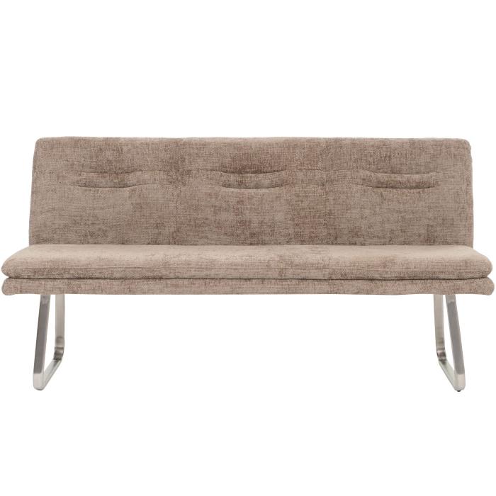 Sitzbank HWC-H70, Esszimmerbank Bank Polsterbank, Lehne Stoff/Textil Chenille Edelstahl gebrstet 180cm ~ braun