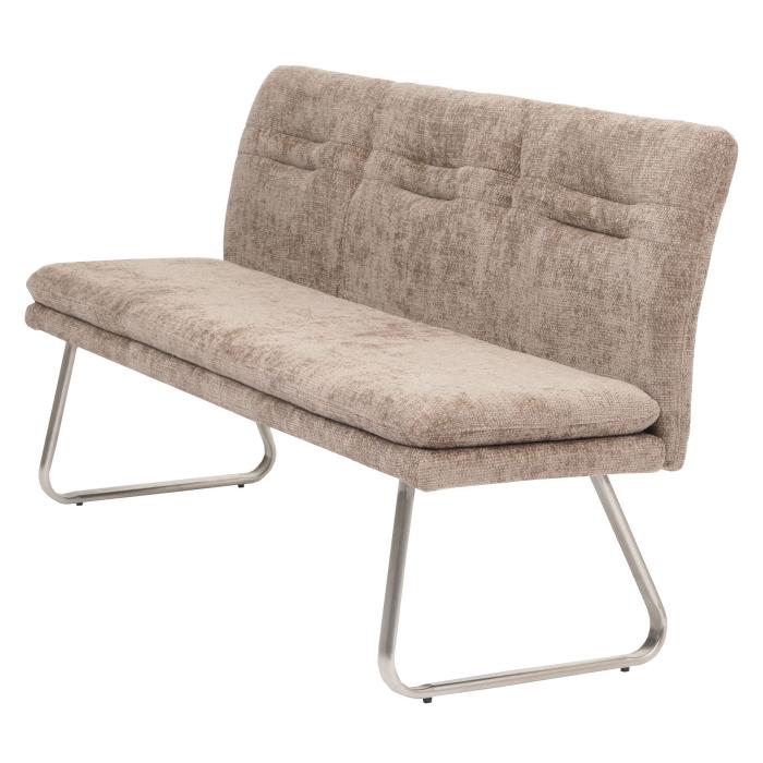Sitzbank HWC-H70, Esszimmerbank Bank Polsterbank, Lehne Stoff/Textil Chenille Edelstahl gebrstet 180cm ~ braun