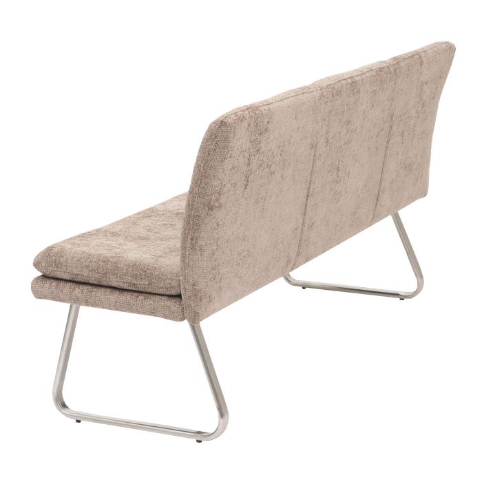 Sitzbank HWC-H70, Esszimmerbank Bank Polsterbank, Lehne Stoff/Textil Chenille Edelstahl gebrstet 180cm ~ braun