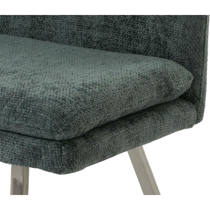 Retourenware | Sitzbank HWC-H70, Esszimmerbank Bank Polsterbank, Stoff Chenille Edelstahl gebrstet 180cm ~ blau-grn