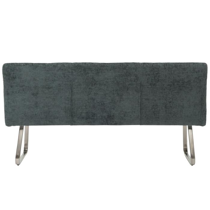 Retourenware | Sitzbank HWC-H70, Esszimmerbank Bank Polsterbank, Stoff Chenille Edelstahl gebrstet 180cm ~ blau-grn