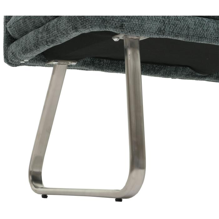 Retourenware | Sitzbank HWC-H70, Esszimmerbank Bank Polsterbank, Stoff Chenille Edelstahl gebrstet 180cm ~ blau-grn