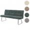 Sitzbank HWC-H70, Esszimmerbank Bank Polsterbank, Lehne Stoff/Textil Chenille Edelstahl gebrstet 180cm ~ blau-grn