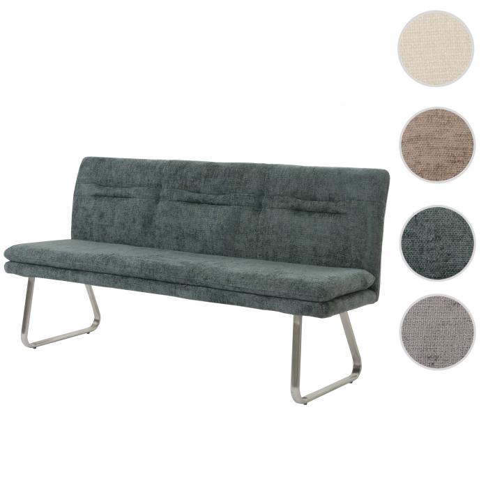 Sitzbank HWC-H70, Esszimmerbank Bank Polsterbank, Lehne Stoff/Textil Chenille Edelstahl gebrstet 180cm ~ blau-grn