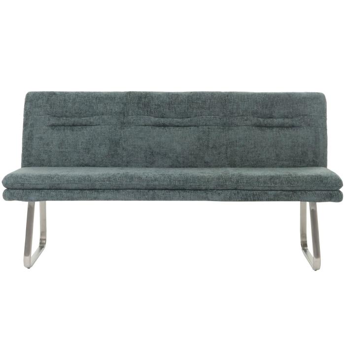 Retourenware | Sitzbank HWC-H70, Esszimmerbank Bank Polsterbank, Stoff Chenille Edelstahl gebrstet 180cm ~ blau-grn