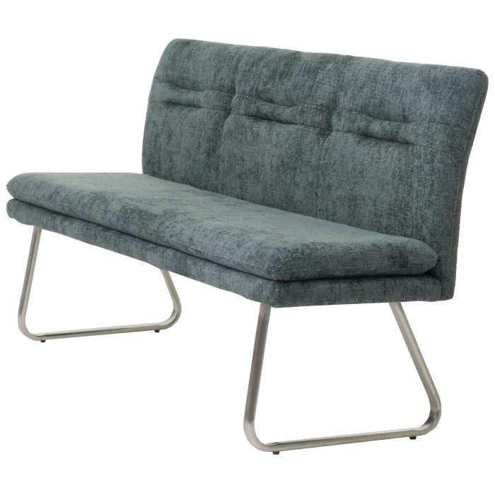 Retourenware | Sitzbank HWC-H70, Esszimmerbank Bank Polsterbank, Stoff Chenille Edelstahl gebrstet 180cm ~ blau-grn