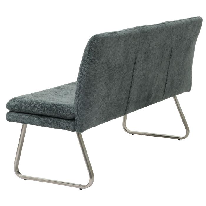 Retourenware | Sitzbank HWC-H70, Esszimmerbank Bank Polsterbank, Stoff Chenille Edelstahl gebrstet 180cm ~ blau-grn