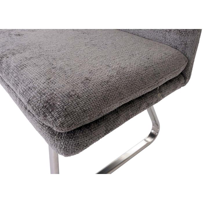 Retourenware | Sitzbank HWC-H70, Esszimmerbank Polsterbank, Lehne Stoff Chenille Edelstahl gebrstet 160cm ~ dunkelgrau