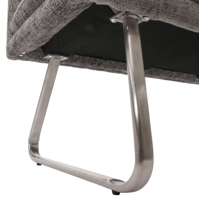 Retourenware | Sitzbank HWC-H70, Esszimmerbank Polsterbank, Lehne Stoff Chenille Edelstahl gebrstet 160cm ~ dunkelgrau