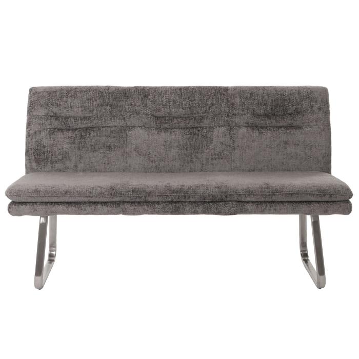 Retourenware | Sitzbank HWC-H70, Esszimmerbank Polsterbank, Lehne Stoff Chenille Edelstahl gebrstet 160cm ~ dunkelgrau