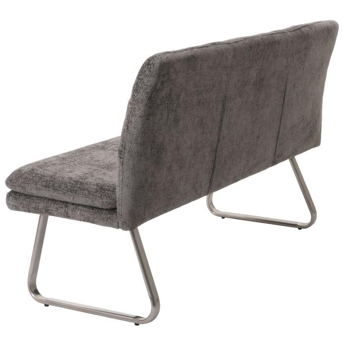Retourenware | Sitzbank HWC-H70, Esszimmerbank Polsterbank, Lehne Stoff Chenille Edelstahl gebrstet 160cm ~ dunkelgrau