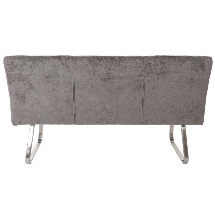 Retourenware | Sitzbank HWC-H70, Esszimmerbank Polsterbank, Lehne Stoff Chenille Edelstahl gebrstet 160cm ~ dunkelgrau