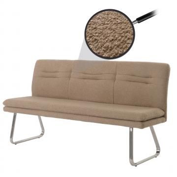 Sitzbank HWC-H70, Esszimmerbank Bank Polsterbank, Lehne Stoff/Textil Boucl Edelstahl gebrstet 180cm ~ coffee-braun