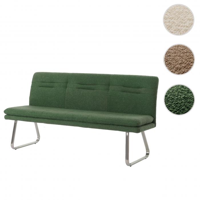 Sitzbank HWC-H70, Esszimmerbank Bank Polsterbank, Lehne Stoff/Textil Boucl Edelstahl gebrstet 180cm ~ grn