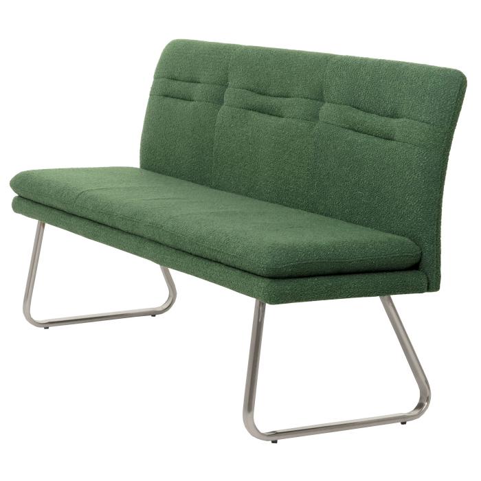 Sitzbank HWC-H70, Esszimmerbank Bank Polsterbank, Lehne Stoff/Textil Boucl Edelstahl gebrstet 180cm ~ grn