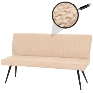 Sitzbank HWC-K16, Esszimmerbank Bank Polsterbank, Rckenlehne Stoff/Textil Chenille Metall 160cm ~ creme-beige