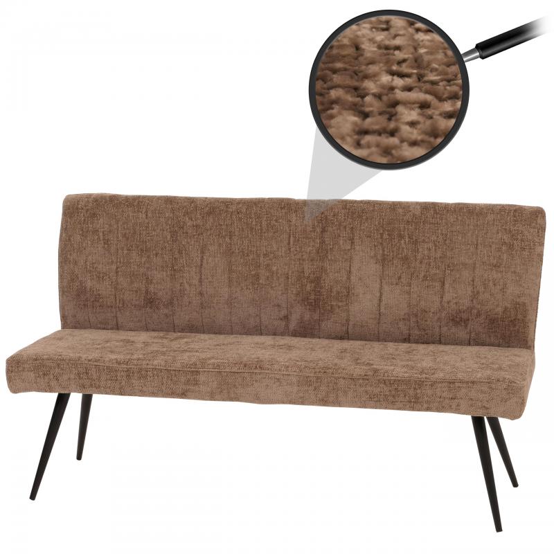 Sitzbank HWC-K16, Esszimmerbank Bank Polsterbank, Rckenlehne Stoff/Textil Chenille Metall 160cm ~ braun