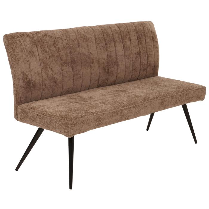 Sitzbank HWC-K16, Esszimmerbank Bank Polsterbank, Rckenlehne Stoff/Textil Chenille Metall 160cm ~ braun