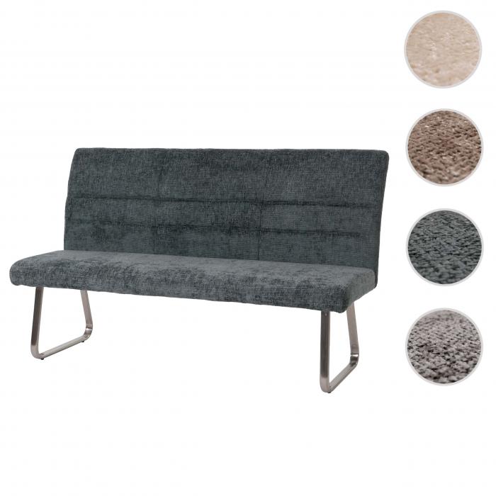 Sitzbank HWC-G55, Esszimmerbank Bank, Edelstahl gebrstet Stoff/Textil Chenille ko-Tex, 180cm ~ blau-grn