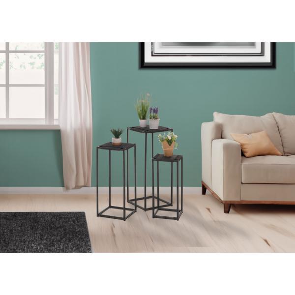 Stimmungsbild fr Produkt 3er-Set Blumentisch HWC-N70, Beistelltisch Tisch Blumenstnder Ablage, stapelbar, Metall Papierseil ~ anthrazit