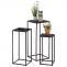3er-Set Blumentisch HWC-N70, Beistelltisch Tisch Blumenstnder Ablage, stapelbar, Metall Papierseil ~ anthrazit