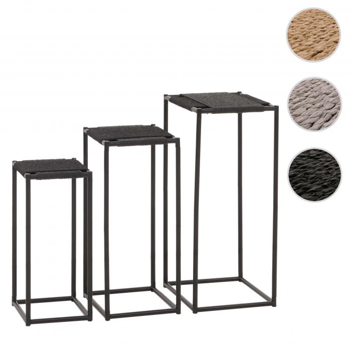 3er-Set Blumentisch HWC-N70, Beistelltisch Tisch Blumenstnder Ablage, stapelbar, Metall Papierseil ~ anthrazit