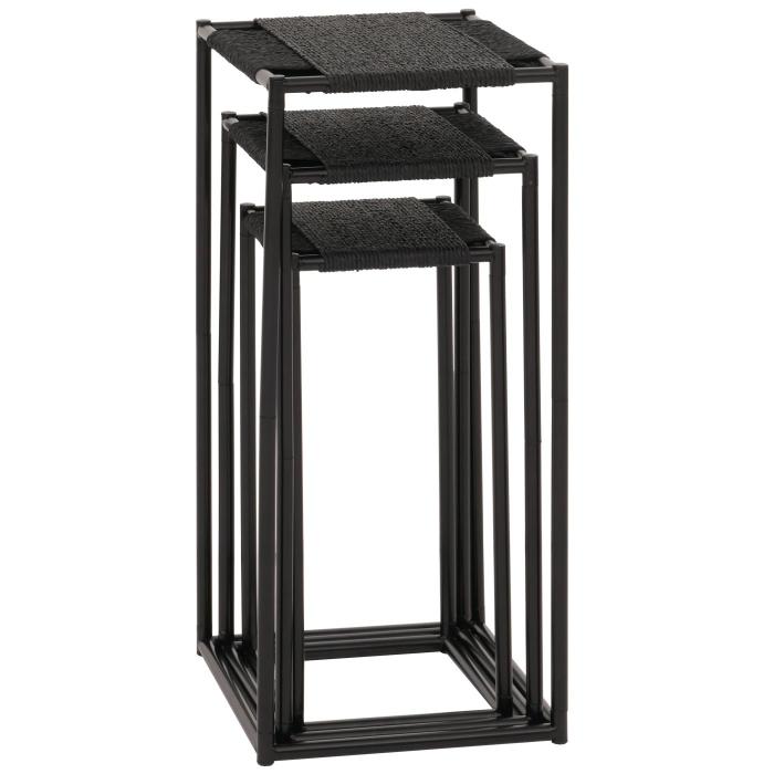 3er-Set Blumentisch HWC-N70, Beistelltisch Tisch Blumenstnder Ablage, stapelbar, Metall Papierseil ~ anthrazit