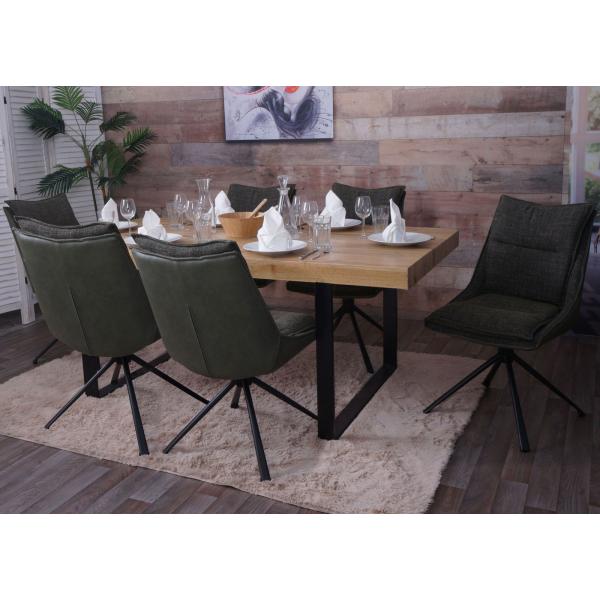 Stimmungsbild fr Produkt Esszimmerstuhl HWC-N71, Kchenstuhl, drehbar Auto-Return, Stoff/Textil (420g/m) ko-Tex ~ grn