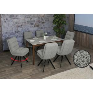 6er-Set Esszimmerstuhl HWC-G66, Kchenstuhl, drehbar Auto-Position Stoff/Textil Boucl MVG ~ hellgrau