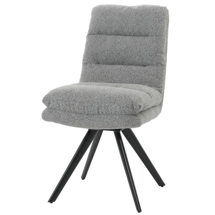 Esszimmerstuhl HWC-G66, Kchenstuhl Stuhl, drehbar Auto-Position Stoff/Textil Boucl MVG ~ hellgrau