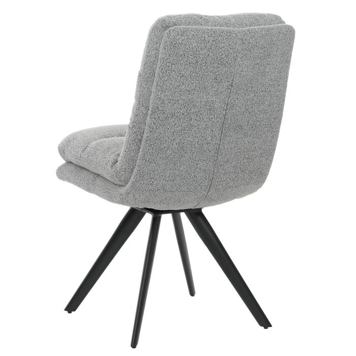 Esszimmerstuhl HWC-G66, Kchenstuhl Stuhl, drehbar Auto-Position Stoff/Textil Boucl MVG ~ hellgrau