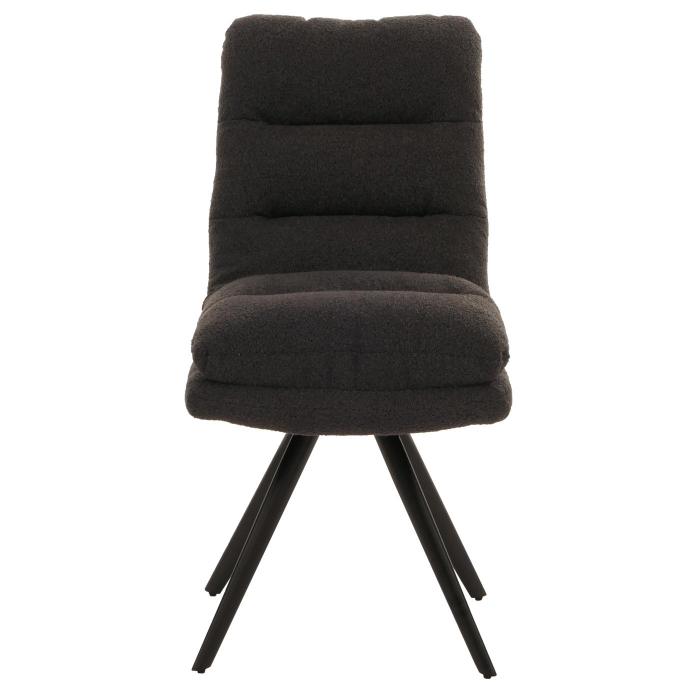 Esszimmerstuhl HWC-G66, Kchenstuhl Stuhl, drehbar Auto-Position Stoff/Textil Boucl MVG ~ dunkelgrau