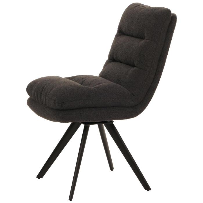 Esszimmerstuhl HWC-G66, Kchenstuhl Stuhl, drehbar Auto-Position Stoff/Textil Boucl MVG ~ dunkelgrau